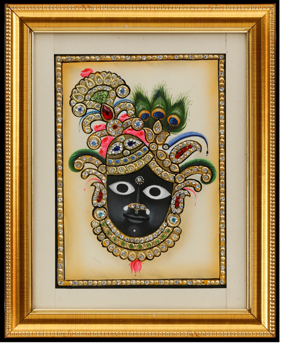 Bihariji Mukharbind (Face) Tanjore,Gold Art Painting