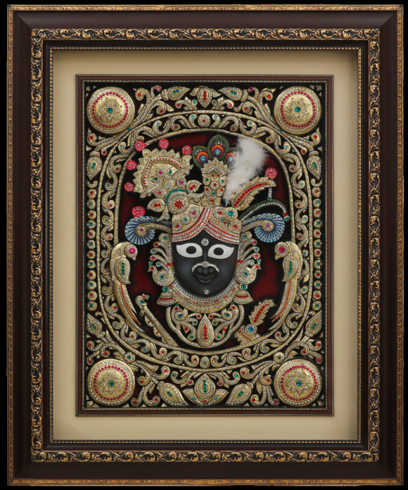 Bihari ji Mukharbind (Face) Tanjore,Gold Art Painting