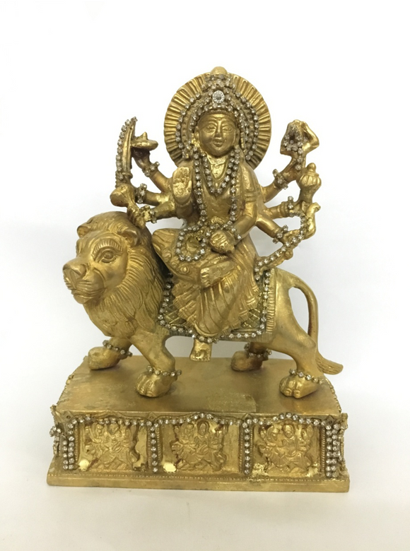 Goddess Durga on Lion Blessing Posture (Ashirwad Mudra)