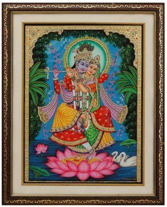 Radha Krishna Yugal Sarkar Leela Tanjore Art