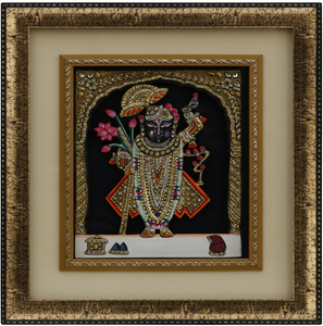 Shrinath ji Black Base Tanjore Art